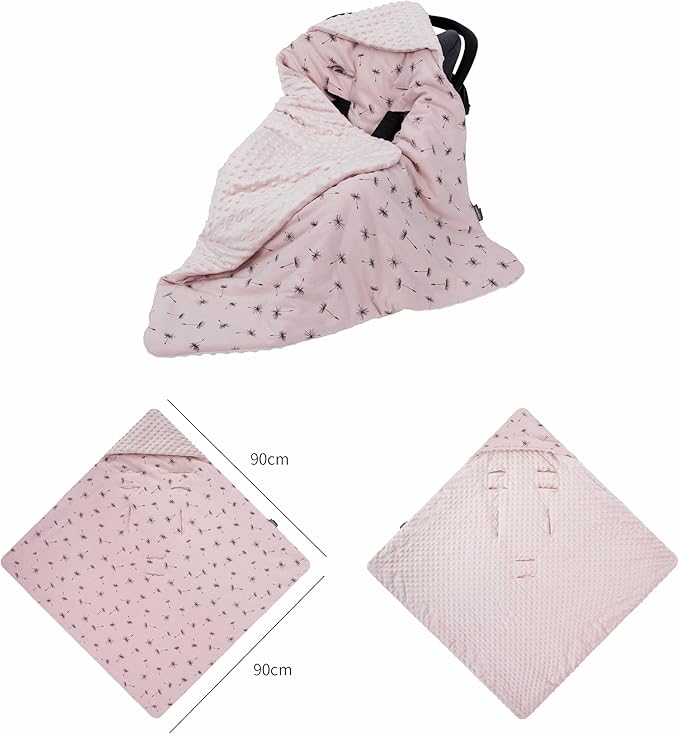 HOUSBAY Baby Blanket Newborn Blanket with Hooded Windproof Go Outside Warm Portable Swaddle Wrap in Basket Baby Safety Seats (Light Pink)