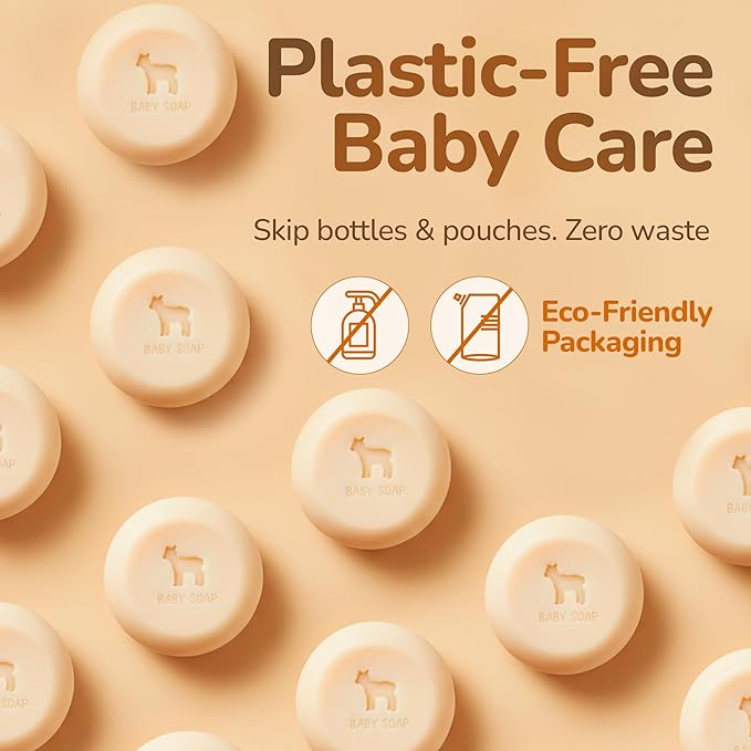 Relaxcation Organic Baby Soap Bars with Goat Milk and Honey - Naturally Cold Processed from Organic Ingredients - Handmade in USA Ideal fro Newborns, babys, Kids and Adults (Pack of 6)