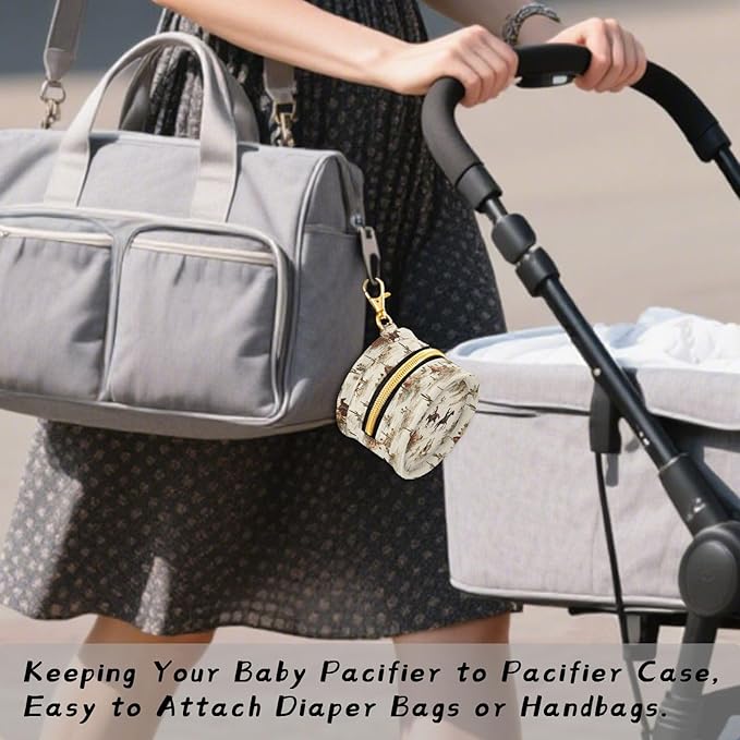 Western Cowboy Cactus Print Pacifier Holder Case for Diaper Bag Portable Travel Pacifier Storage Case with Clip Newborn Baby Pouch for Baby Boys Girls Purse Outdoor