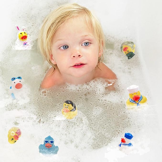 XY-WQ 50 Pack Rubber Duck for Jeeps Ducking - 2.3 Inch Bulk Floater Duck for Kids - Baby Bath Toy Assortment - Party Favors, Birthdays, Bath Time, and More (50 Varieties)