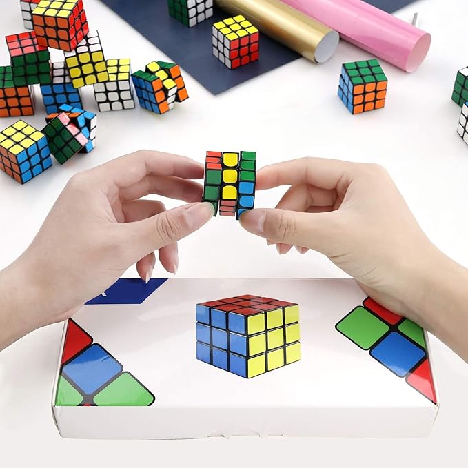 24 Pack Mini Speed Cube Party Favors, 1.18in 3x3 Magic Cube School Rewards & Classroom Prize for Students,Stress Relief Toys Easter Christmas Stocking Goody Bag Filler