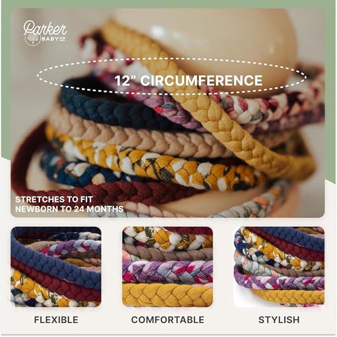 Parker Baby Co. Braided Headbands, Assorted (Pack of 10) Hair Accessories for Girls - Marigold Set