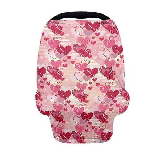 Forchrinse Red Love Heart Baby Car Seat Cover,Cute Nursing Cover Breastfeeding Cover Infant Carseat Canopy Multifunctional Stroller Cover