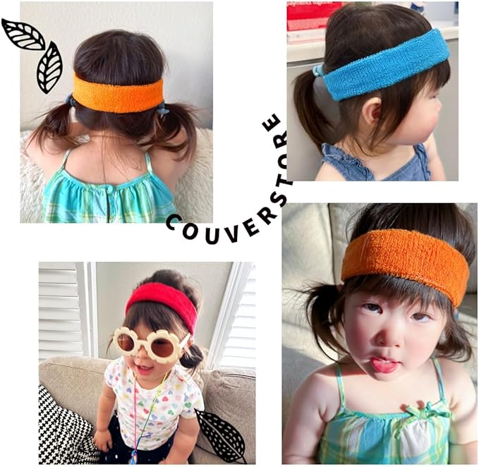 COUVER Baby Infant Terry Solid Color Headband/Terry Cloth Head Band - 4 Pieces