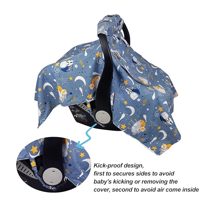 Car Seat Covers for Babies & Newborn Nursing Cover, Multi in 1 Cozy Baby car seat Covers-carseat Canopy, All Seasons Winter Suitable, smart Opening, Sturdy Fasten Loop, Neutral, Cotton & White Minky;