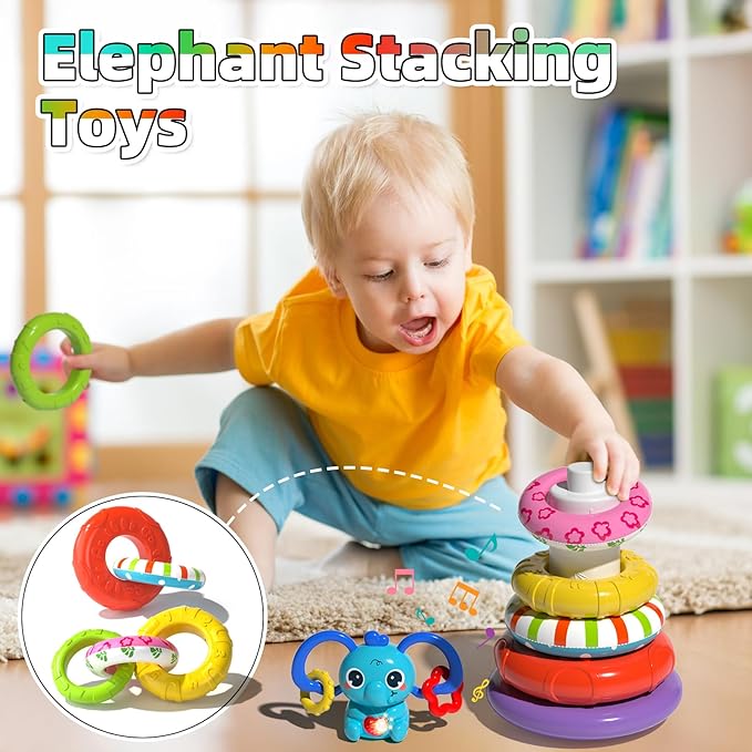 newcrave 4 in 1 Baby Toys for 6-12-18 Months, Infant Sensory & Stacking for 1+ Year Old, Busy Cube Toys for Babies 6-12 Months, Piano Xylophone Musical Travel Toys, Christmas Birthday Gifts for 1-2