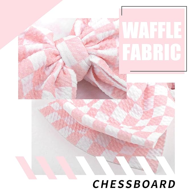 YanJie 7’’ Pink Checkered Bow for Baby Girl Racing Bows Plaid Headbands for Newborns Infants Toddlers Two Fast Birthday Girls Hair Accessories