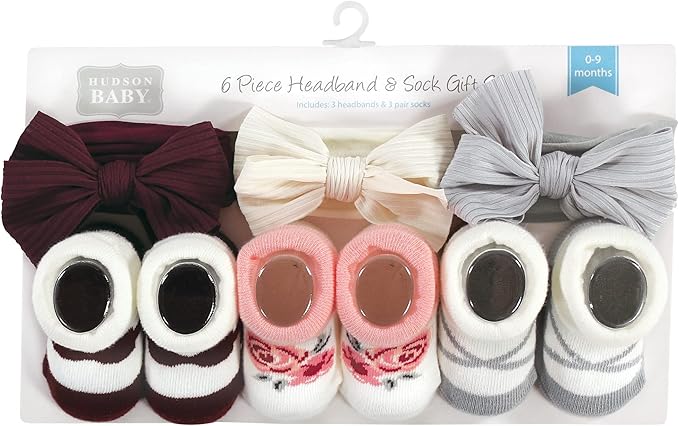 Hudson Baby Girl's Headband and Socks Giftset