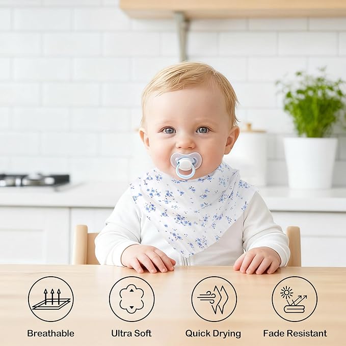 lasoftan Baby Muslin Burp Cloths, 100% Cotton Burping Cloths Super Absorbent Soft, Bath Towel Burp Cloths for Baby Girl Boy, Great Gift for Newborn, 10 x 20 inch, 4 Pack (Heart & Flowers)