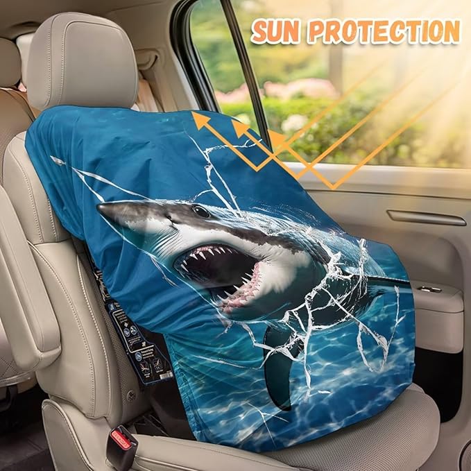 XYZCANDO Shark Infant Car Seat Cover for Summer Cartoon Car Seat Covers for Babies Washable Baby Car Seat Shade Cover Elastic Car Seat Sun Cover for Baby Car Accessories Gift for Holiday