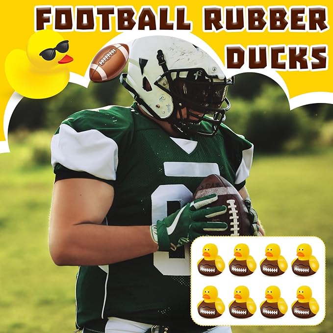 Deekin Rubber Ducks 2 Inch Bulk Sport Party Favors for Team Events Decorations Birthday Party Supplies Club Player Gift(100 Pcs,Football)