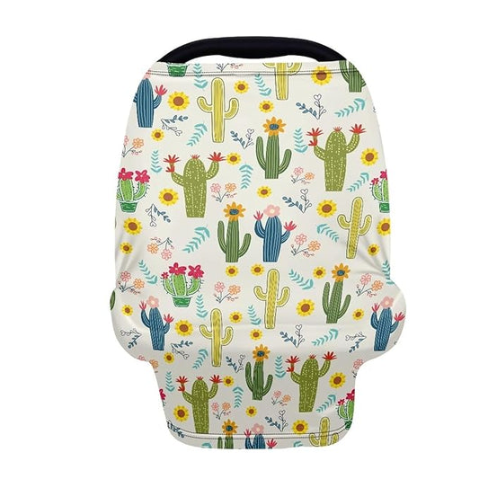 LedBack Cactus Flowers Car Seat Covers Canopy Cover - Multi-use Cover Carseat Canopy, Breathable Breastfeeding Cover, Easy to Clean