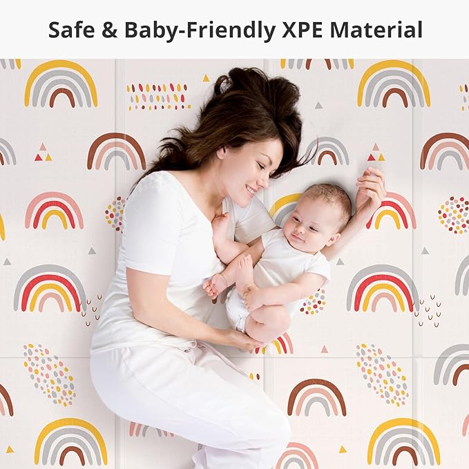Foldable Baby Play Mat, PIGLOG 50x50 Playpen Mats, 0.6in Thick Waterproof Playmats for Babies and Toddlers Kids, Safe Foam Playmat for Tummy Time, Reversible Portable Floor Playmats for Infant