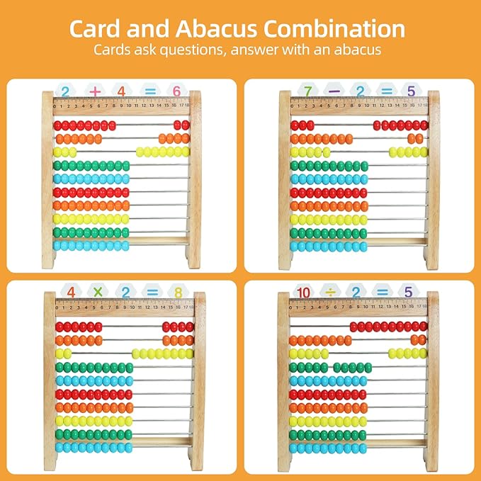 Abacus Toys for Kids, Math Toy with Number Cards 1-100 Counting Sticks,Ruler,Alphabets,Colorful Educational Learning Toys for Homeschool Supplies,Counting Skills, for 3+ Years Old