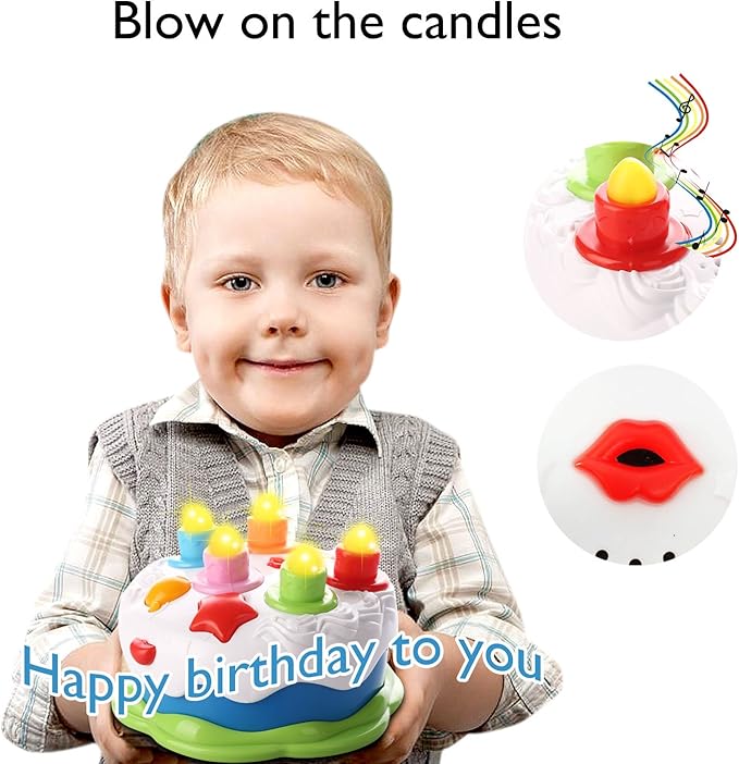 Love&Mini Birthday Cake Toys - First Birthday Cake Toy with LED Lighting, Music and Sonds, Great Baby Musical Toys for 1 2 3 4 Years Old Boys Girls Birthday and Xmas Gift