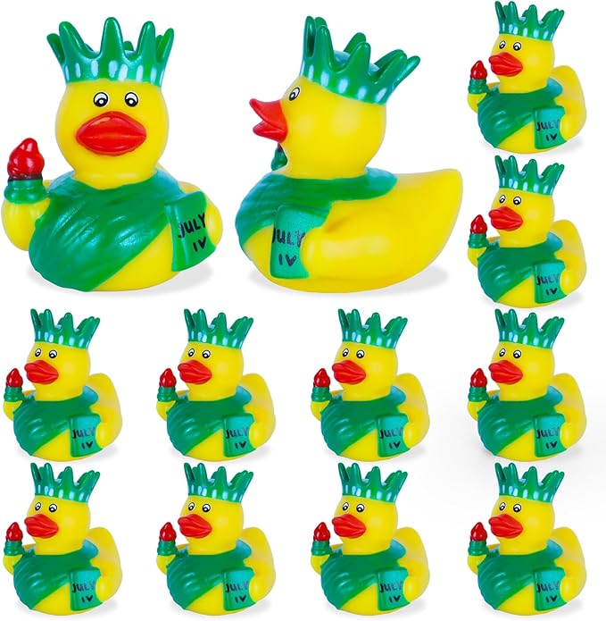 12 Pcs Patriotic Rubber Ducks,Statue of Liberty Ducks,4th of July Ducks for Party Favors Baby Bath Toys Kids Classroom Exchange Prizes Jeep Ducking for Independence Day