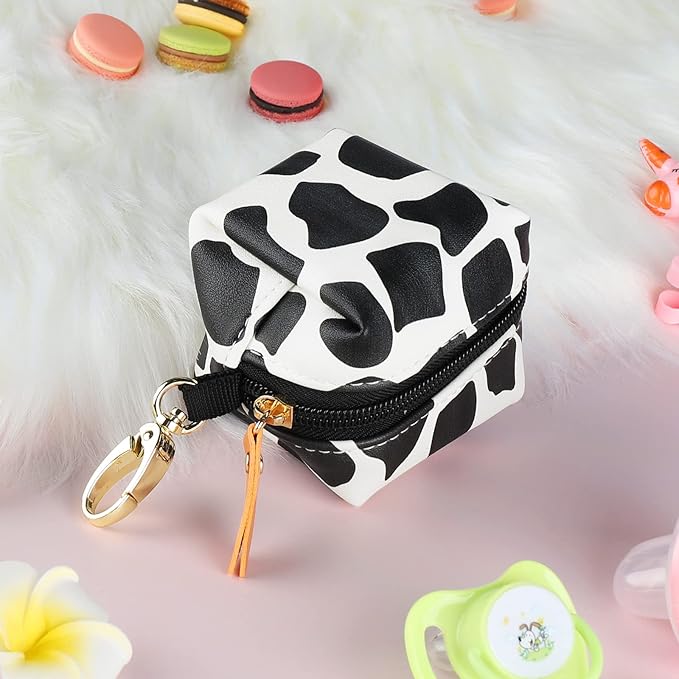 Baby Pacifier Case with Clip, Baby Pacifier Holder Pouch Box for Diaper Bag, Holds 2 Pacifiers for Travel Outdoor Activities, Small Baby Utensils,Black Stone