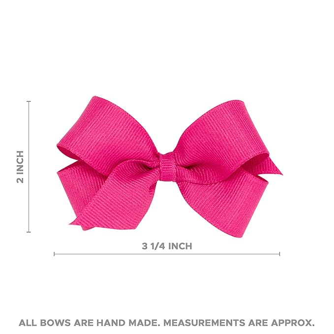 Wee Ones Girls' GIFT PACK Two Mini Moonstitch Grosgrain Bows on Skinny Nylon Band, Mini, Light Pink and White