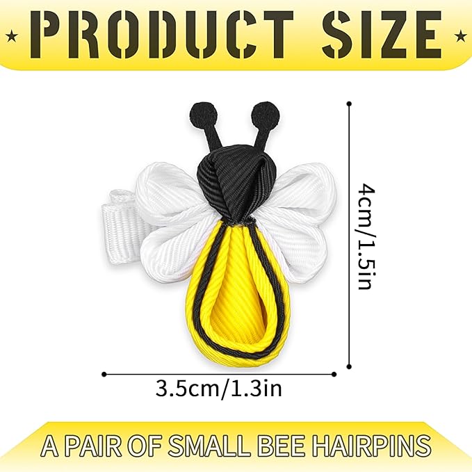 Doneace Bee Hair Clips Yellow Hair Clip for Girls Cute Bee Hair Accessories Handmade Honeybee Alligator Hairpins Animal Headdress Spring Hair Barrettes for Hair Styling Baby Kids Toddlers Teens 2Pcs