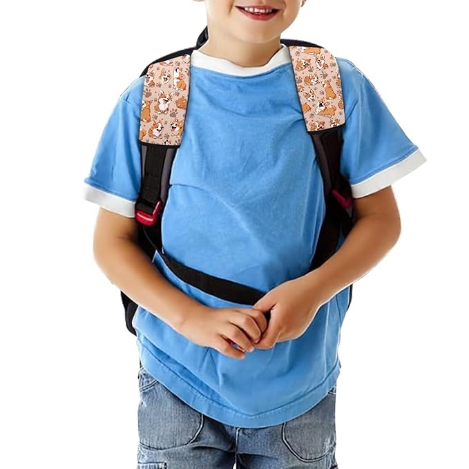 Biyejit Cute Corgi 2 Pieces Set Seat Belt Cover for Kids, Soft Anti-Skid Seat Belt Cushion for Children, Car Seat Belt Pads Cover for Girls and Boys