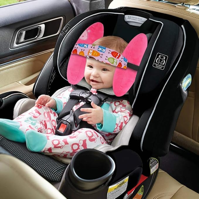 ZYNQACC 2PCS Baby Car Seat Head Support,Toddler Safety Car Seat Sleep Nap Aid Positioner Strap Belt Neck Protection Belt for Children and Kids(Pink, Blue) (Pink)