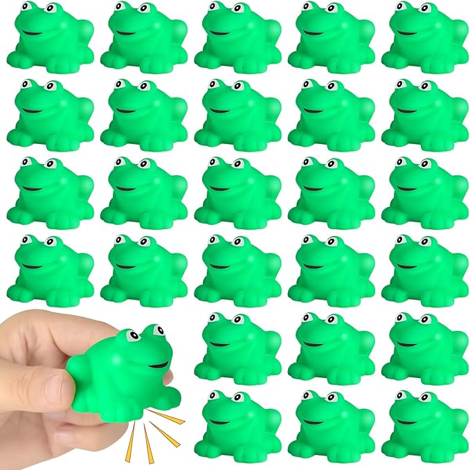 Mototo 30 PCS Rubber Frogs Little Squeaky Frogs Float Bath Toy Green Shower Swimming Bathtub Toy Easter Egg Stuffers for Hyundai Santa Cruz Jeep Game Prize Froggy Birthday Party Classroom School Decor