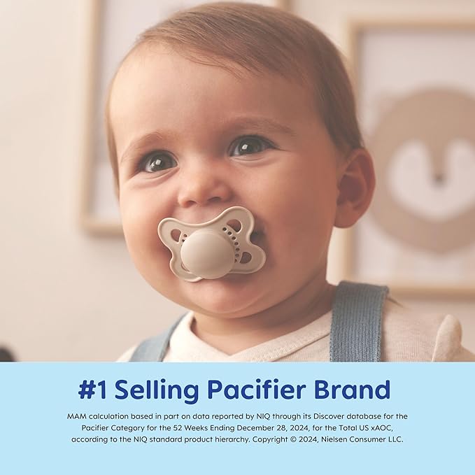 MAM Original Baby Pacifiers 0-6 Months,Binky for Newborn Babies,BPA-Free Skin Soft Silicone Nipple,Glows in The Dark,Developed with Medical Experts,Sterilizer Case,Made in Europe,2 Count (Pack of 2)