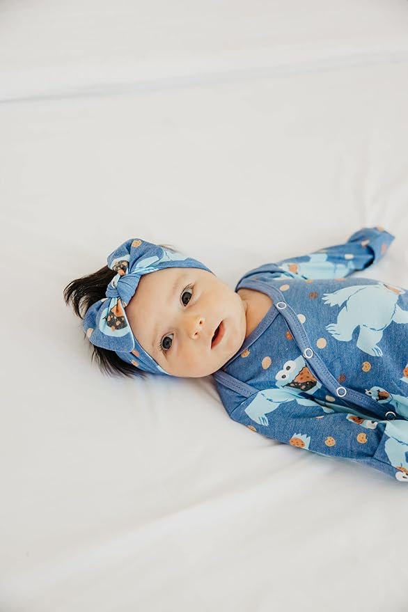 Copper Pearl Baby Bows: Stylish Headbands for Baby Girls, Premium Soft and Stretchy Baby Headbands, Perfect for Newborns, Trendy Designs - Cookie Monster