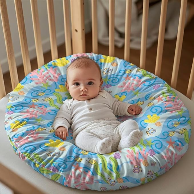 Cute Ocean and Fish Newborn Lounger Cover Lounger Cover for Boys Girls Comfy Fit Infant Lounger for Baby, Infant Removable Slipcover Stain Resistant and Scratch Resistant
