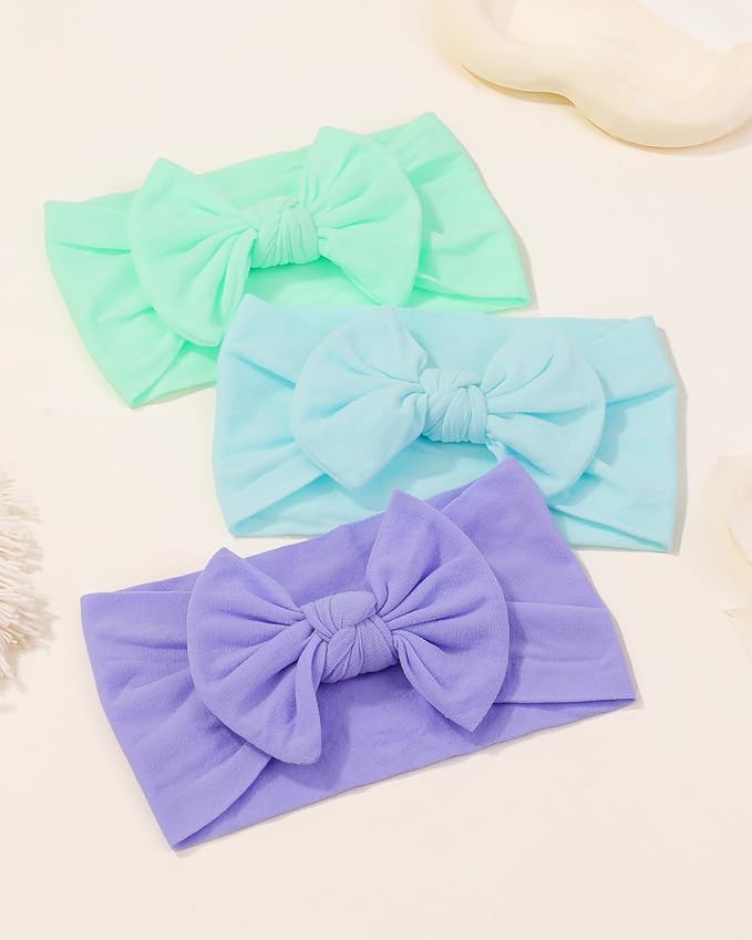 jollybows 20pcs Baby Girls Nylon Headbands Turban Hair Bows Hair Band Elastic Hair Accessories for Kids Toddlers Infants Newborn