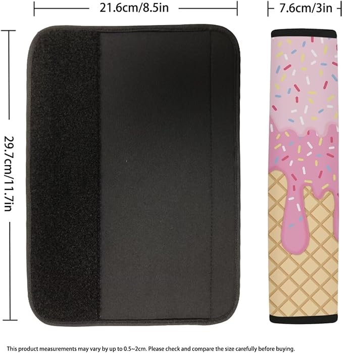 Biyejit Car Seat Belt Covers for Adults Kids, Pink Ice Cream Seatbelt Cushions Pads Cover for Trucks SUV, Car Accessories Decorations 2Pcs