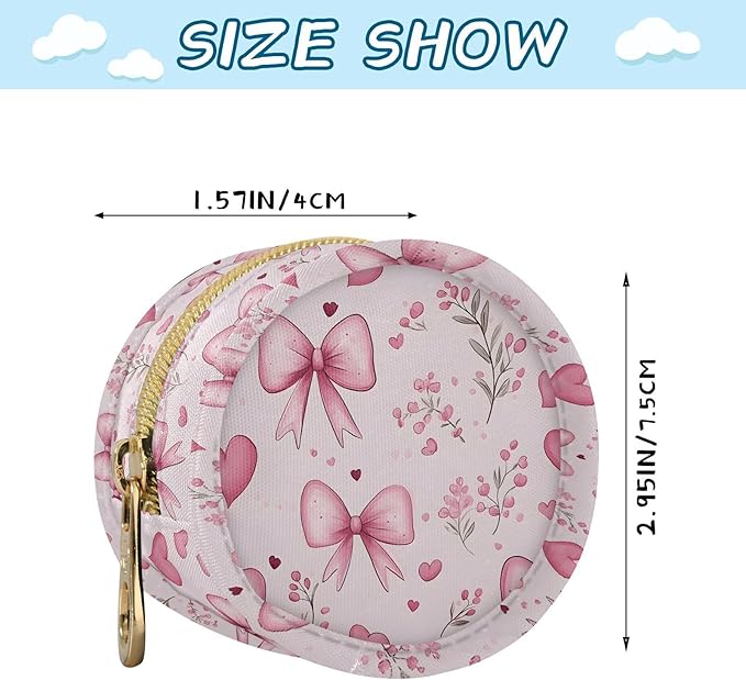 Pacifier Case with Hook Pink Bows Flower Pattern Pacifier Holder Pod Easily Attaches to Diaper Bag or Purse