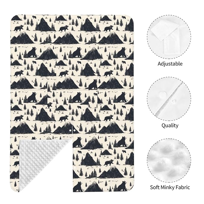 Mountain and Bear Baby Car Seat Canopy Nursing Cover for Newborn Car Seat Breastfeeding Covers Blanket Newborn Shower Gift