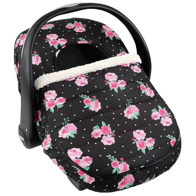 The Peanutshell Car Seat Cover - Protective Covers for Baby Girl, Easy to Clean Accessories, Weather-Resistant Infant Winter Car Seat for Baby Carseat - Floral Rose