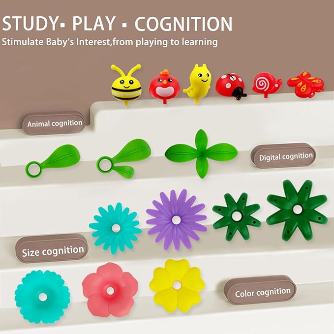 Winbar 124 PCS Garden Building Toy, DIY Building Block for Children Aged 3, 4, 5, 6. Flower Block for Children's Garden Scenes Suitable Education and Birthday Gifts Preschool Children