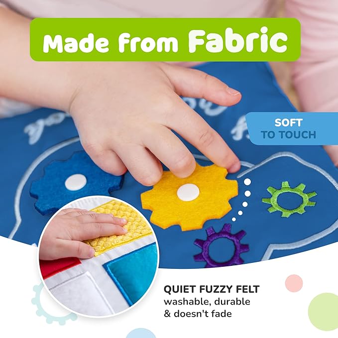 deMoca Busy Book for Toddlers 1–3, Quiet Travel Activity Book for Airplane and Car Rides, My Quiet Book Montessori Toy for 1 Year Old, No Noise Busy Board, Gift for Boys and Girls