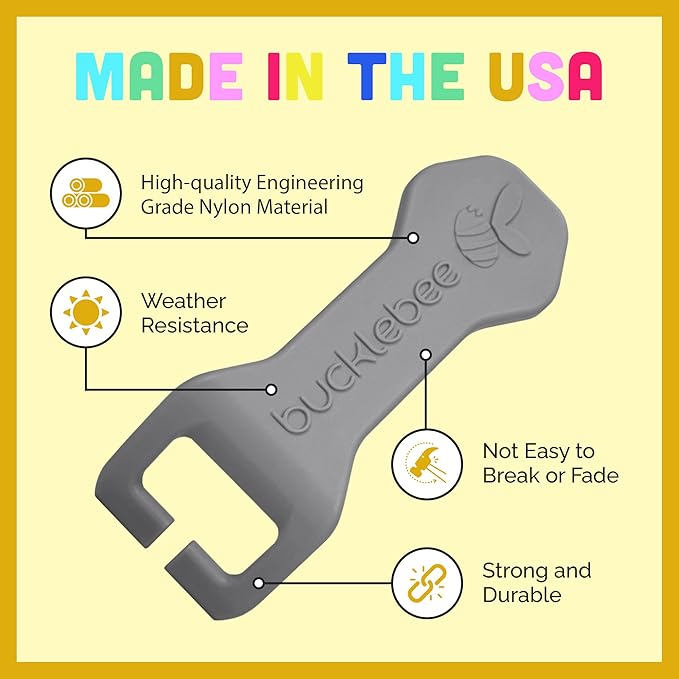 Bucklebee Easy Car Seat Buckle Release Aid for Children Unbuckle Car Seat Release Tool - Button Pusher - Opener for Nails - (Teal and Gray)