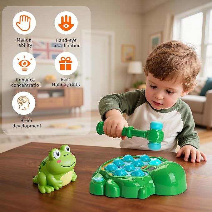 Interactive Whack A Octopus Game for Ages 2-4,Educational Toddlers Toys for 2 3 4 5 6 Year Old Boys Girls, Green, Digital Display, Silent Mode,Multiple Difficulty Levels Fun Birthday Gifts
