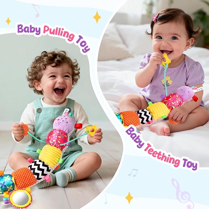Musical Caterpillar Baby Toys 0-6 6-12 Months, Multi-Functional Sensory Tummy Time Toys for Newborn Infants Boys & Girls, Developmental Stuffed Animal Toys, Baby Shower & Baby Gifts