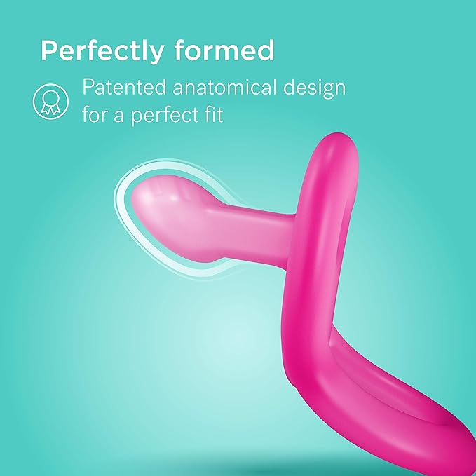 Smilo Newborn Baby Pacifier - 3 Pack of Orthodontic Pacifiers for Babies from 0-2 Months - Expands to Support The Palate During Soothing - BPA-Free - Pink