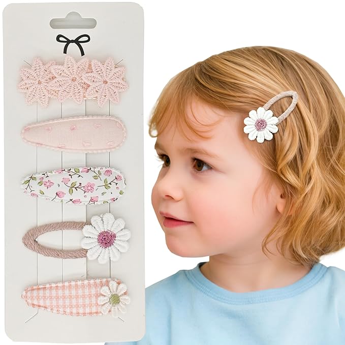 5 Pcs Baby Hair Clips, Snap Toddler Hair Clips for Girls - Gentle Snap Clip Hair Accessories for Infants & Toddlers