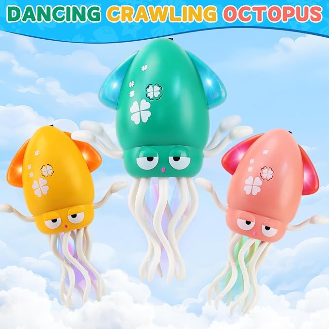 LZZAPJ Electric Dancing Octopus Light Music Suitable for 12-18 Months Old Baby Toys, Kid Crawling Squid Toys Suitable for Toddler Tummy time, Birthday for 1 2 3 4 5 6 Year Old Girl (Pink)