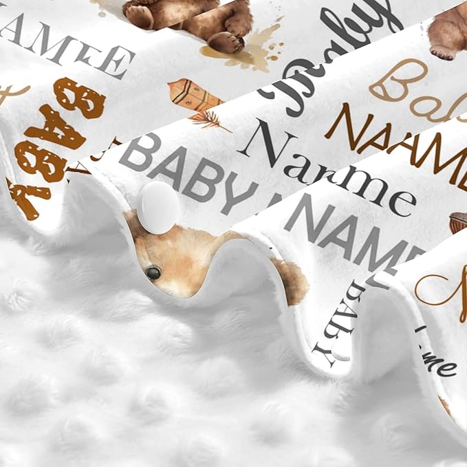 Personalized Baby Car Seat Cover Winter Custom Minky Carseat Cover Boy Girls with Name Bear Carseat Canopy Customized Car Seat Canopy Infant Carrier Covers Nursing Cover Toddler Blanket