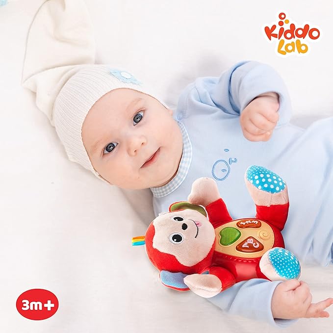 KiddoLab Play & Learn Bundle: Lira's Light-Up Caterpillar Crib Toy & Melodic Monkey Plush - Engaging Musical Pals for Your Little One.