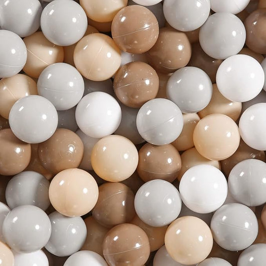 GOGOSO Balls for Ball Pit - Plastic Ball for Toddlers 1-3, Baby Kids Ball Pool Decoration 50 100 200 300 500 1000 (Grey+Coffee+ Beige+White, 500 Balls)