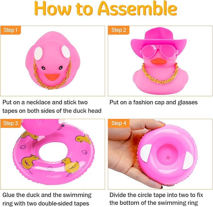 Wonuu Rubber Ducks - Pink & White, Car & Dashboard Decorations