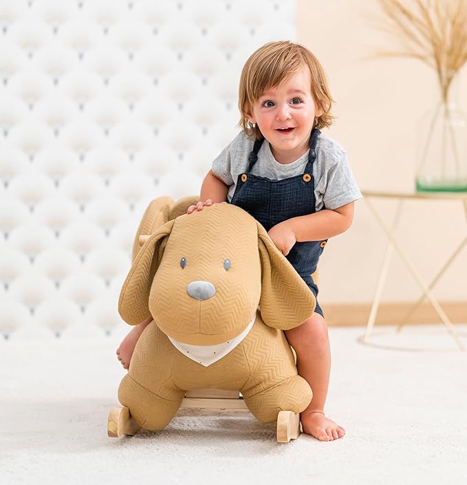 Nattou Rocking Horse Animal for Children, Dog Charlie, 10-36 Months, 65 x 35 x 46 cm, Grey, 388115