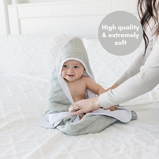 Mebie Baby Muslin Hooded Towel, Sunshine, Cute Hooded Baby Bath Towel for Newborn, Infant & Toddler, Modern Baby Towels and Washcloths for Boy & Girl, Floral & Pattern Hooded Baby Towels