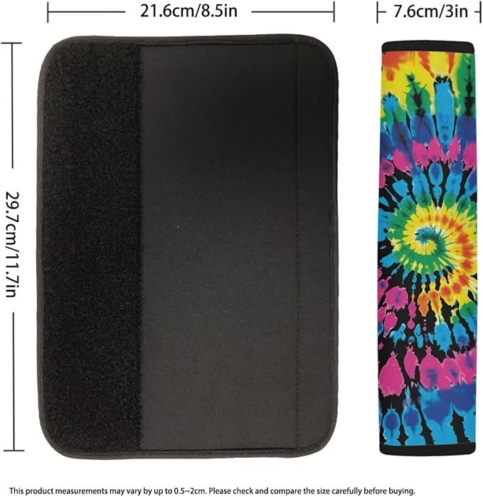 Rainbow Tie Dye Seat Belt Shoulder Strap Covers Pad for Car Universal Safety Strap Cover for Auto SUV Truck Airplane Backpack Seatbelt Covers Compatible with Most Car Car Interior Accessories