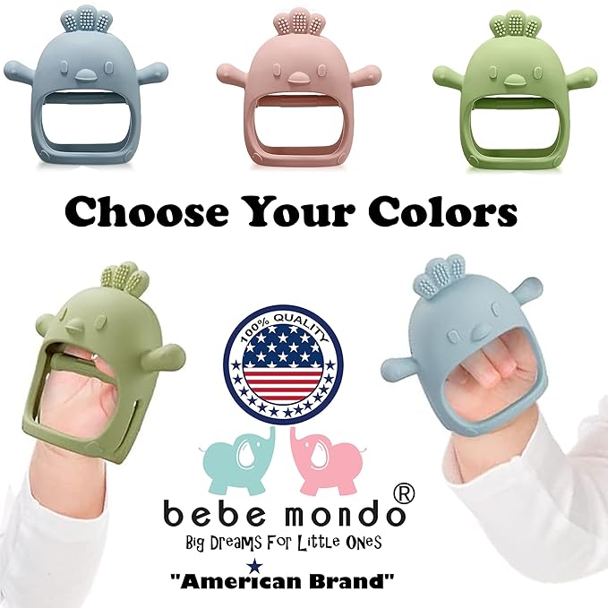 Infant Toys 0-6, Teething Toys 3-6 6-12 Months, Anti Drop Hand Teethers Baby Chew Toys for Teething Relief, Silicone Teether Pacifier Teething Mitten Newborn Toy 0 3 for Sucking Needs,BPA Free-Blue